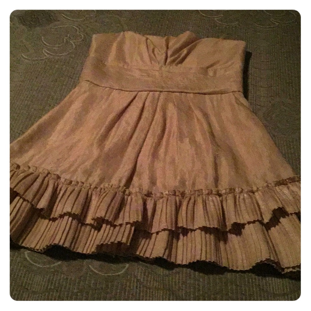 Strapless Mini - Champagne w/ 2 tier bottom fringe